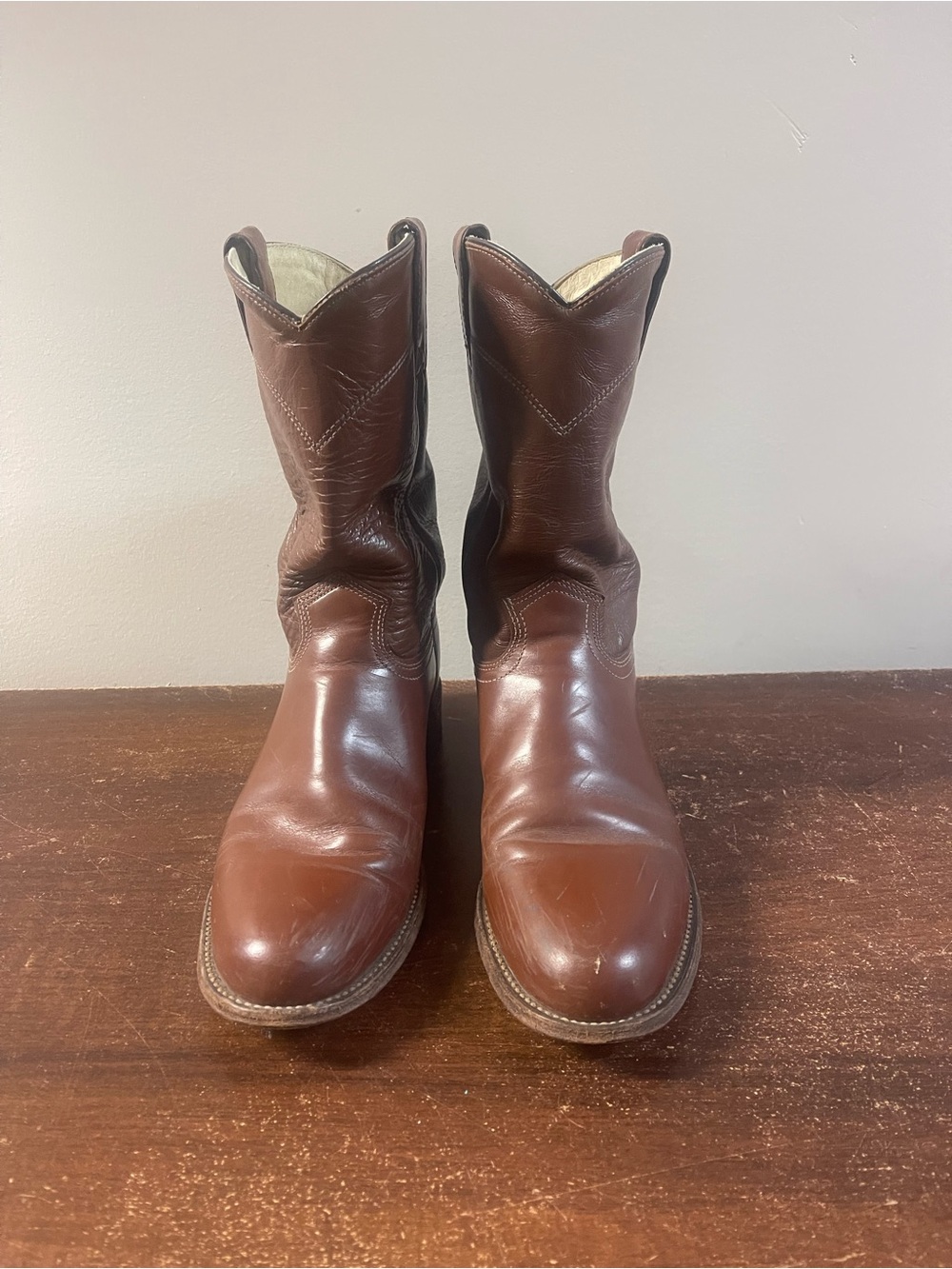 J. Chisholm Classic Brown Leather Cowboy Boots